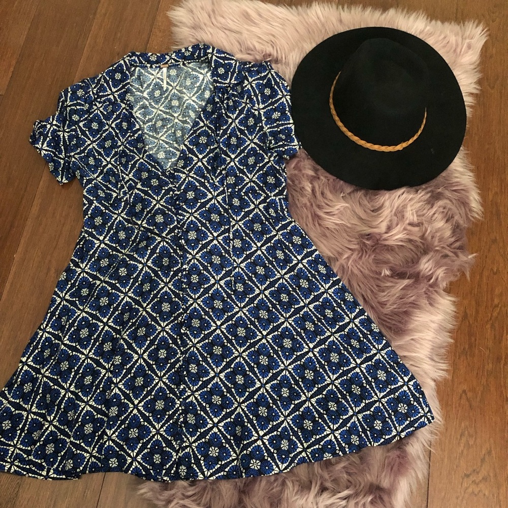 Free People Small Blue Print Dress Size 2